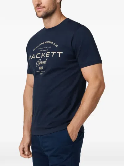Hackett 로고 프린트 코튼 티셔츠 In Blue
