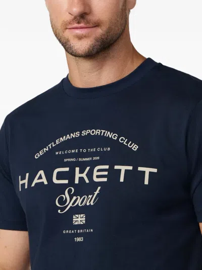 Hackett 로고 프린트 코튼 티셔츠 In Blue