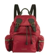 Burberry The Small Rucksack In Technical Nylon And Leather In Red