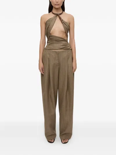 Christopher Esber Chime Herringbone Halter Top In Brown