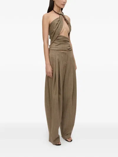 Christopher Esber Chime Herringbone Halter Top In Brown