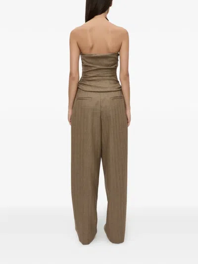 Christopher Esber Chime Herringbone Halter Top In Brown