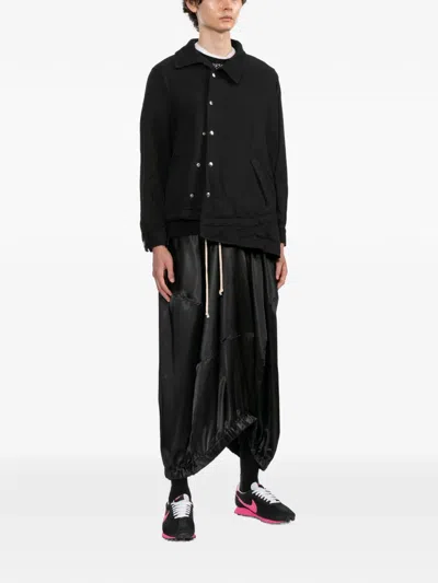 Black Comme Des Garçons Asymmetric Press-stud Jacket In Black