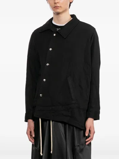 Black Comme Des Garçons Asymmetric Press-stud Jacket In Black