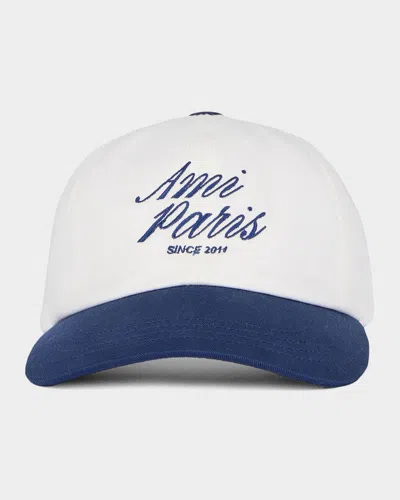 Ami Alexandre Mattiussi Ami Paris Bicolor Logo Embroidered Adjustable Baseball Cap In Multi