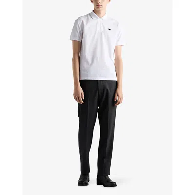 Prada Triangle Logo Polo T-shirt In White