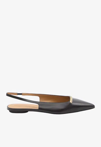 Tod's Leather Flat Ballerinas With Gold-tone Detail In Animal Print