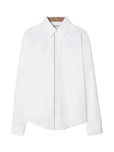 Burberry Check Pattern Shirt Button Down Collar In White