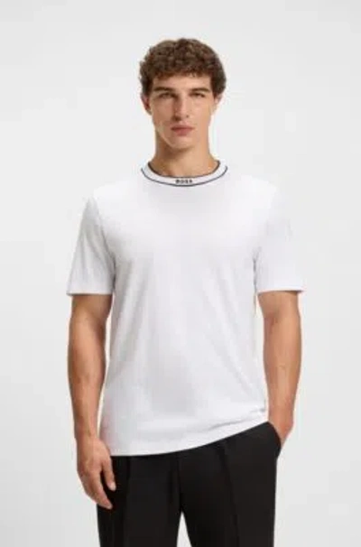 Hugo Boss Cotton Jersey T-shirt With Striped Logo Graphic In White