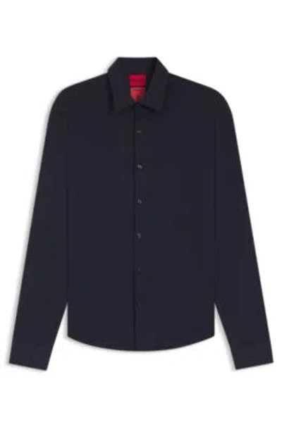 Hugo Boss Oversize-fit Shirt In Cotton Twill With Patch Pockets In Black