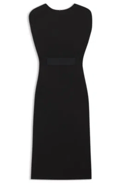 Hugo Boss Womens Black Short-sleeve Waist-panel Stretch-jersey Midi Dress