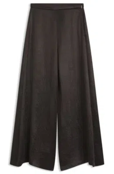 Hugo Boss Relaxed-fit Trousers In Lustrous Twill In Black