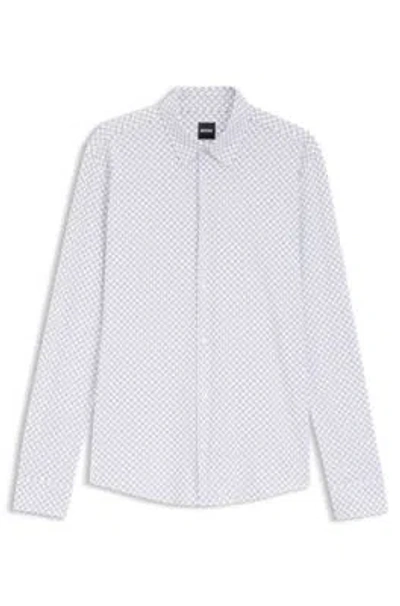 Hugo Boss Slim-fit Shirt In Italian-made Performance-stretch Fabric In White
