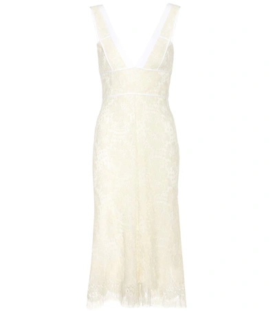 Shop Victoria Beckham Wool-blend Lace Dress In Off-white