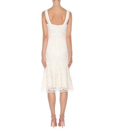 Shop Victoria Beckham Wool-blend Lace Dress In Off-white