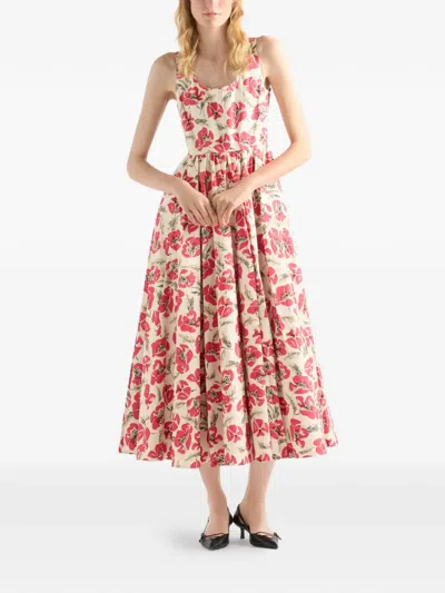 Prada Soft-poplin Dress In Multi