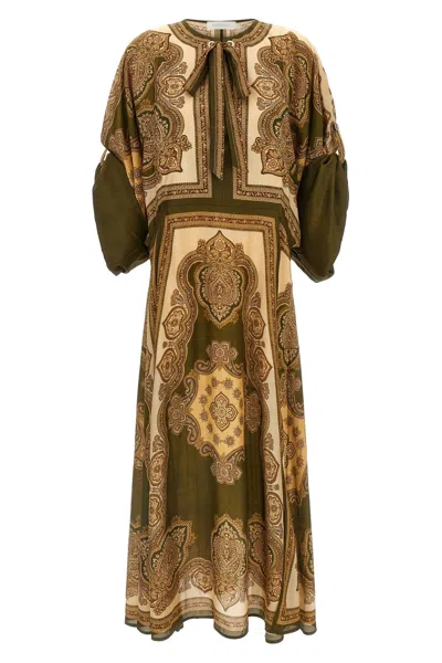 Zimmermann Mahon Paisley Print Habutai Silk Maxi Dress In Green
