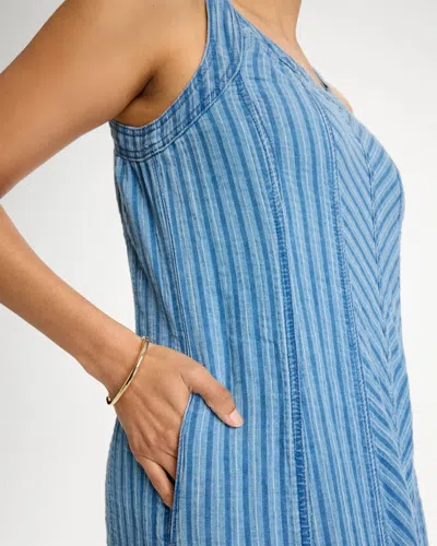 Chico's Striped Gauze Denim Dress In Blue
