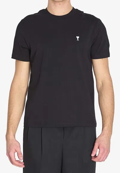 Ami Alexandre Mattiussi Ami De Coeur Logo-embroidered T-shirt In Gray