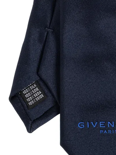 Givenchy Logo-embroidered Silk Tie In Blue