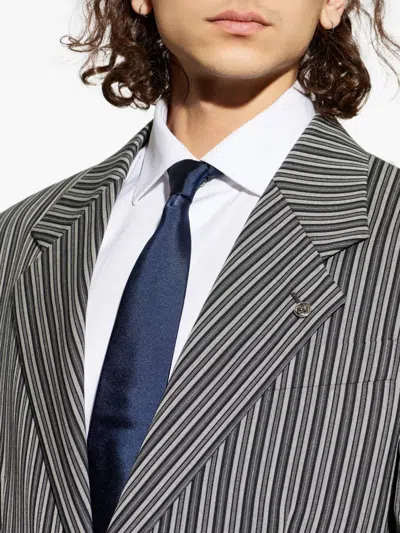 Givenchy Logo-embroidered Silk Tie In Blue