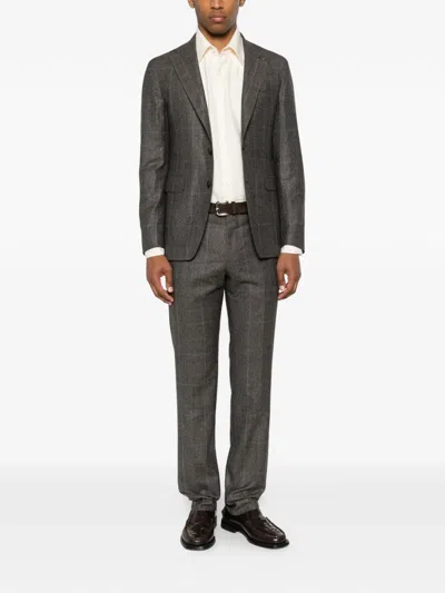 Tagliatore Check-pattern Wool Suit In Brown