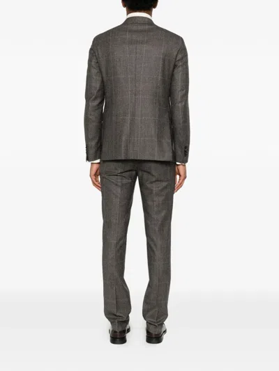 Tagliatore Check-pattern Wool Suit In Brown
