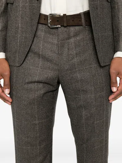 Tagliatore Check-pattern Wool Suit In Brown