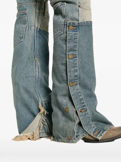 Secnd Slf Patchwork-panel Frayed Jeans In Blue