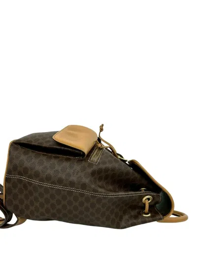 Pre-owned Celine 2013 Macadam Coated Canvas Backpack In Brown
