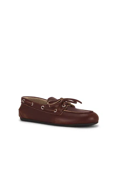 Miu Miu Burnt Brown Moccasin In Vintage Effect Leather