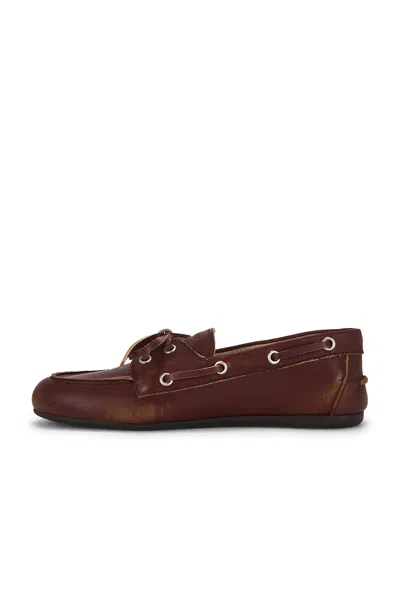 Miu Miu Burnt Brown Moccasin In Vintage Effect Leather