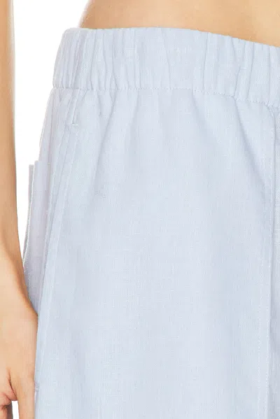 Totême Womens Sky Logo-embroidered Wide-leg Cotton And Linen Trousers In Blue