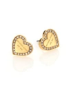 MICHAEL KORS Heritage Hearts??Pavé Logo Stud Earrings/Goldtone