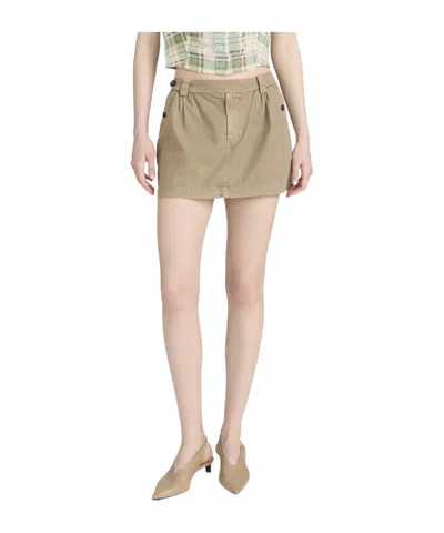 Frame Pleated Twill Skirt In Multi