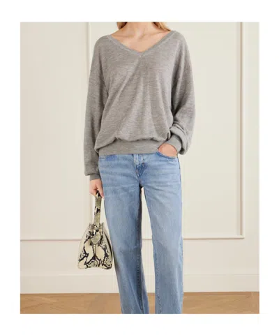 Frame Long-sleeved Sweater In Blue