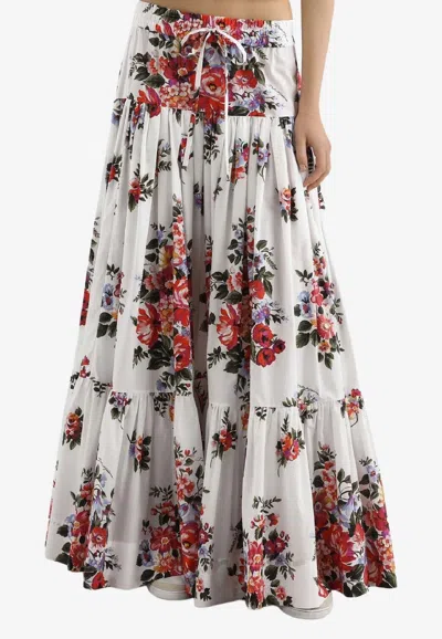 Dolce & Gabbana 'mazzo Di Fiori' Skirt In White