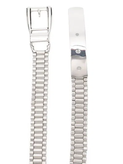 Brandon Maxwell Celeste Watch Metallic Belt In Silver