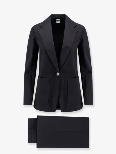 Aspesi Stretch Cotton Suit Single Breasted Blazer In Black