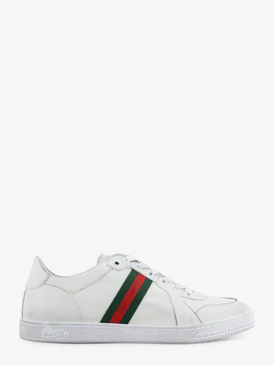 Gucci Leather Stretch Lace Up Sneakers Signature Stripe In Multi