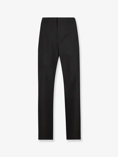 Gucci Tailored Trousers Subtle Pattern Belt Loops In Black