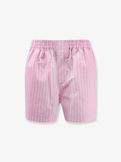 Balenciaga Pink And White Striped Cotton Boxer Shorts In Pink