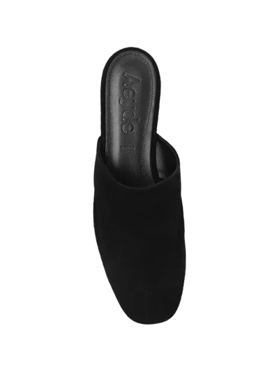 Aeyde Rega Suede Slides In Black