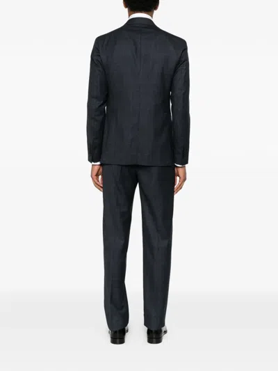 Tagliatore Double-breasted Check Suit In Black