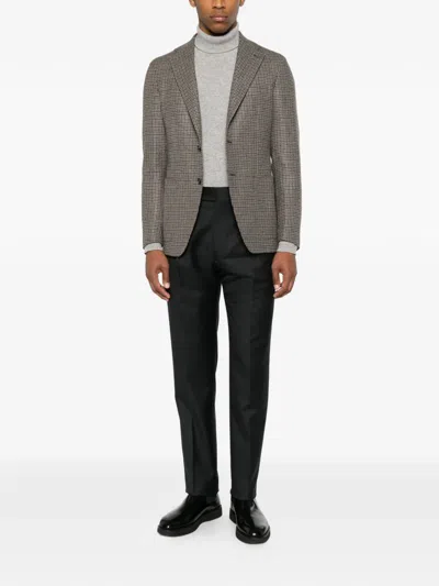 Tagliatore Houndstooth-pattern Blazer In Brown