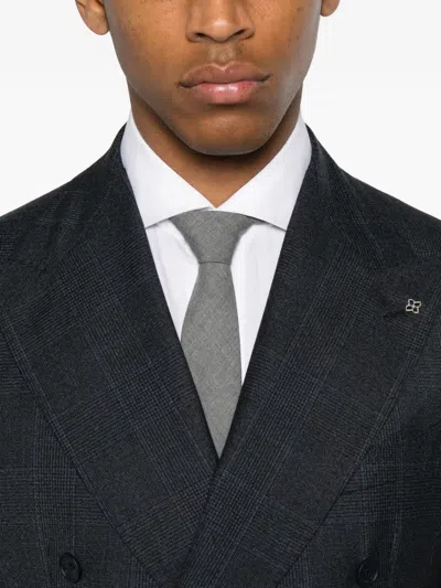 Tagliatore Double-breasted Check Suit In Black