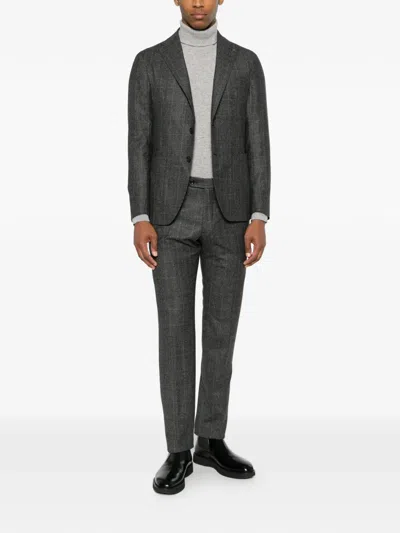 Tagliatore Check-pattern Single-breasted Suit In Gray