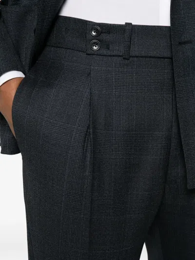 Tagliatore Double-breasted Check Suit In Black