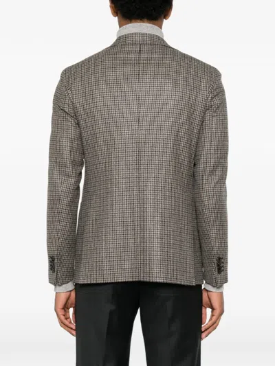 Tagliatore Houndstooth-pattern Blazer In Brown