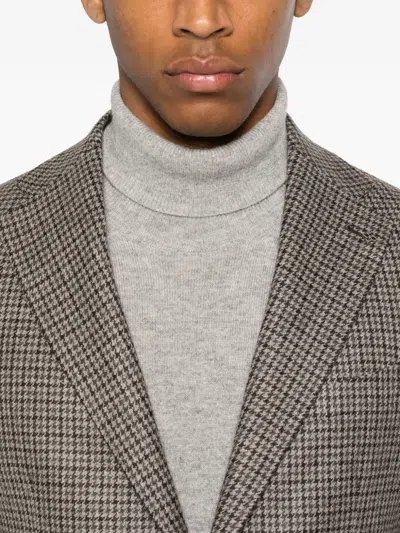 Tagliatore Houndstooth-pattern Blazer In Brown